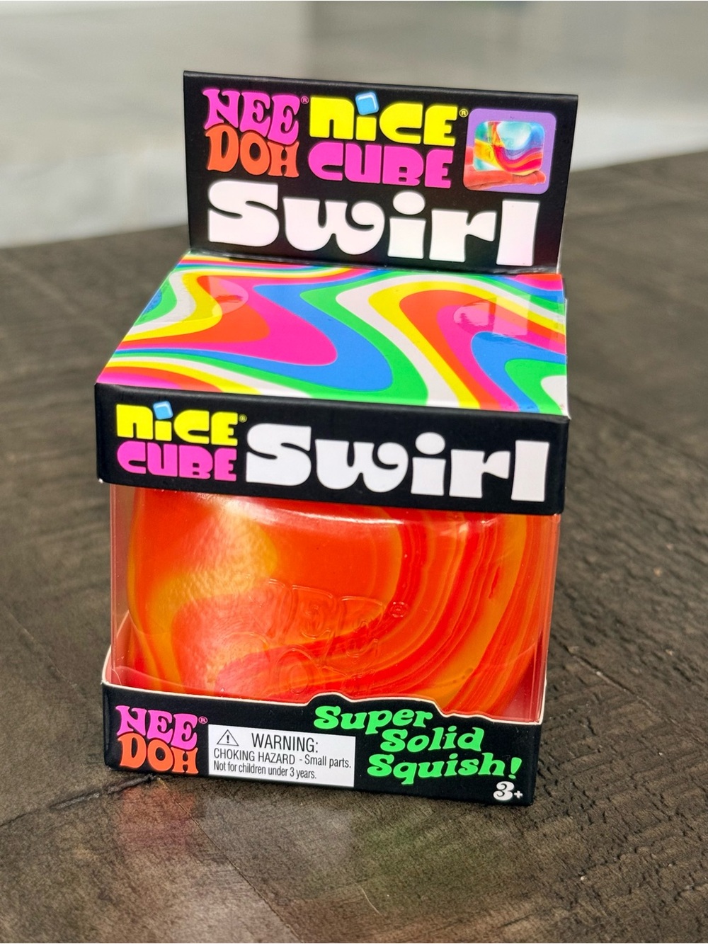 NeeDoh YELLOW & ORANGE SWIRL Nice Cube NIB Super Solid Squish SHIPS FAST! VIRAL
